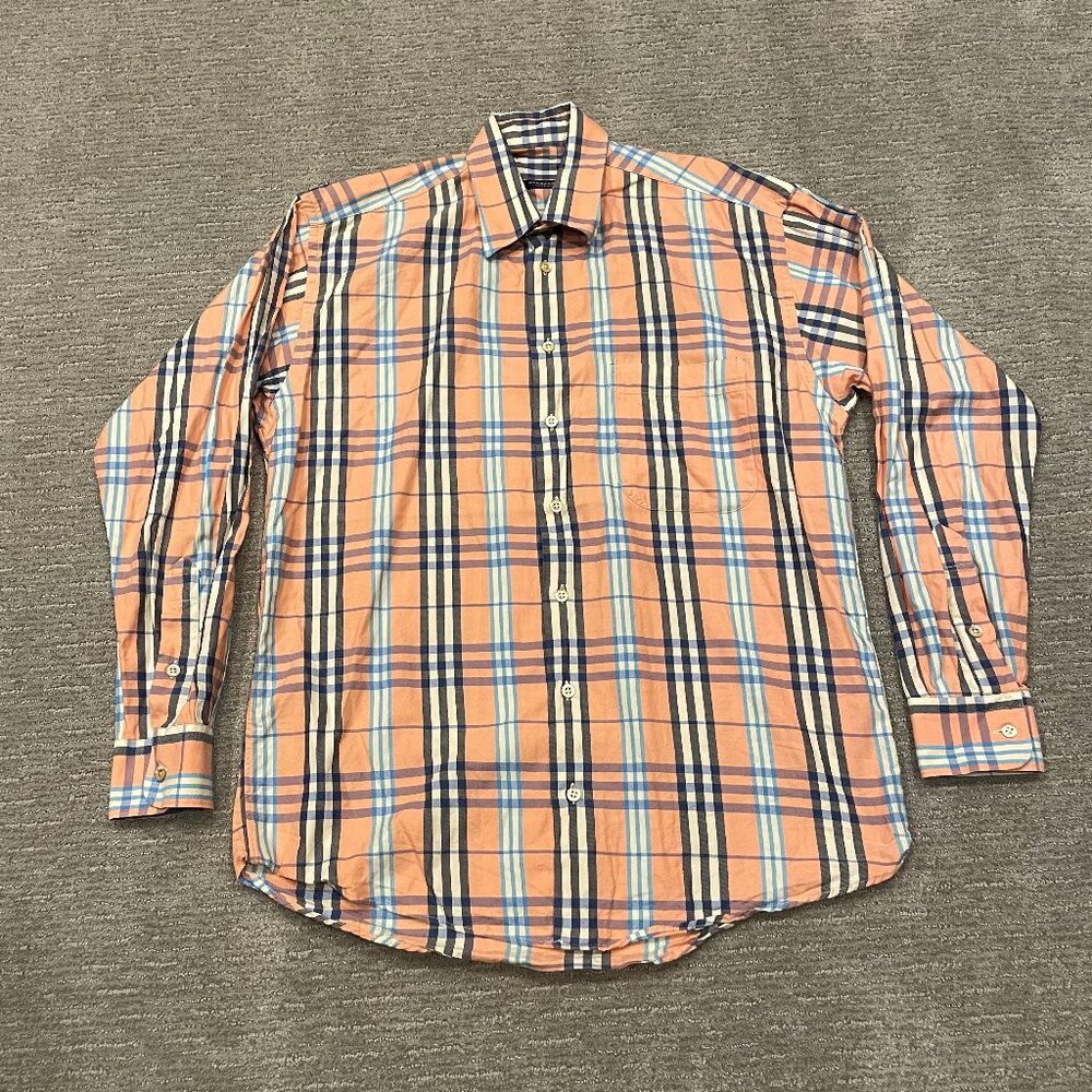 Vintage Burberry London Shirt Mens Medium Multicolor Nova Check Button Up USA